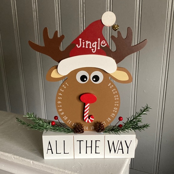 NWT- Jingle All The Way Wooden Reindeer- Days To Christmas Countdown Decoration - Picture 4 of 13